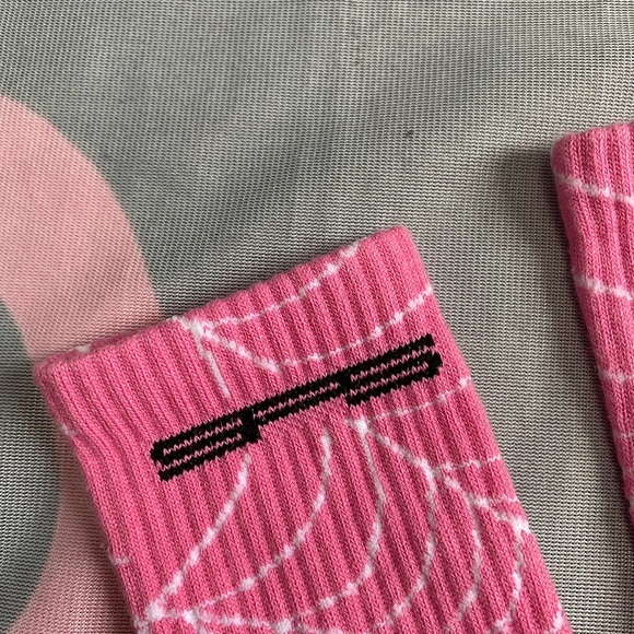 Sp5der Spider Print Ribbed High Socks Unisex Pink - Picture 5 of 6